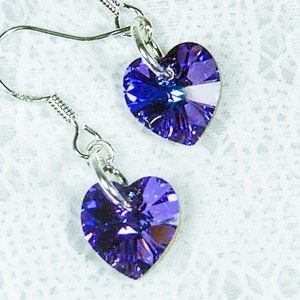 Cynthia Lynn "HEART'S DESIRE" Sterling Silver Purple Swarovski Crystal Earrings